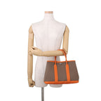 Hermes Tote Bag Garden Party TPM Etoupe Orange Silver Toile Officier Negonda