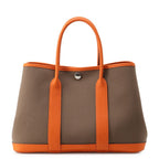 Hermes Tote Bag Garden Party TPM Etoupe Orange Silver Toile Officier Negonda