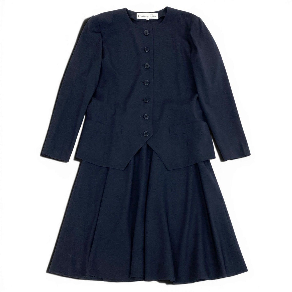 Dior Set Skirt Suit Color Jacket Flare 13 Navy — view 2