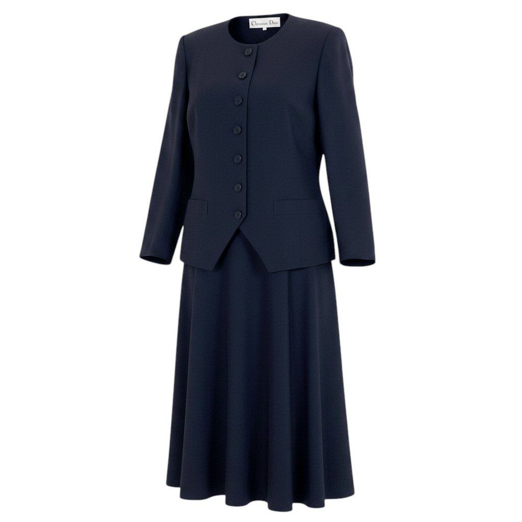 Dior Set Skirt Suit Color Jacket Flare 13 Navy