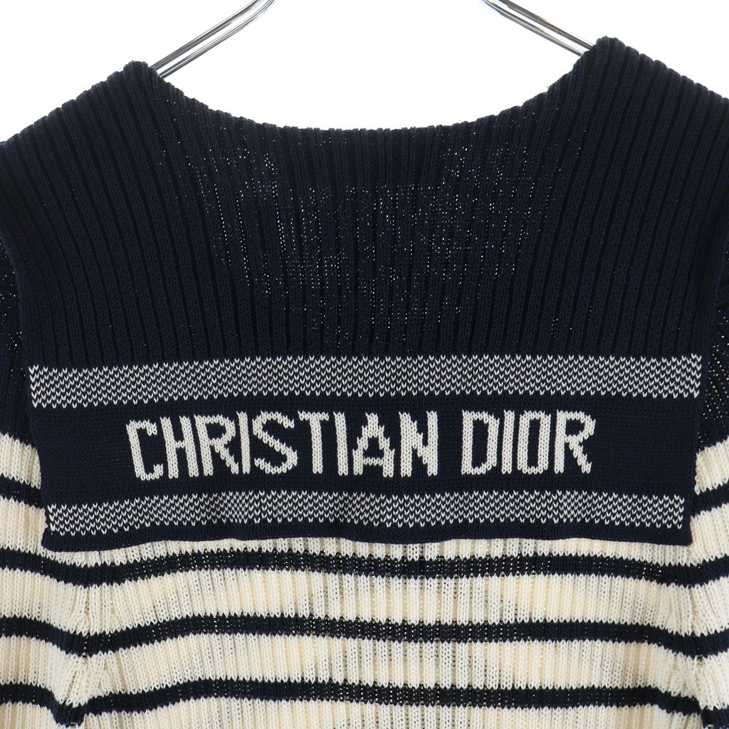 Dior Sera Color Border Knit Ivory Navy 40 Sweater — view 4