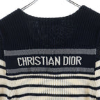 Dior Sera Color Border Knit Ivory Navy 40 Sweater — view 4