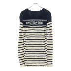 Dior Sera Color Border Knit Ivory Navy 40 Sweater