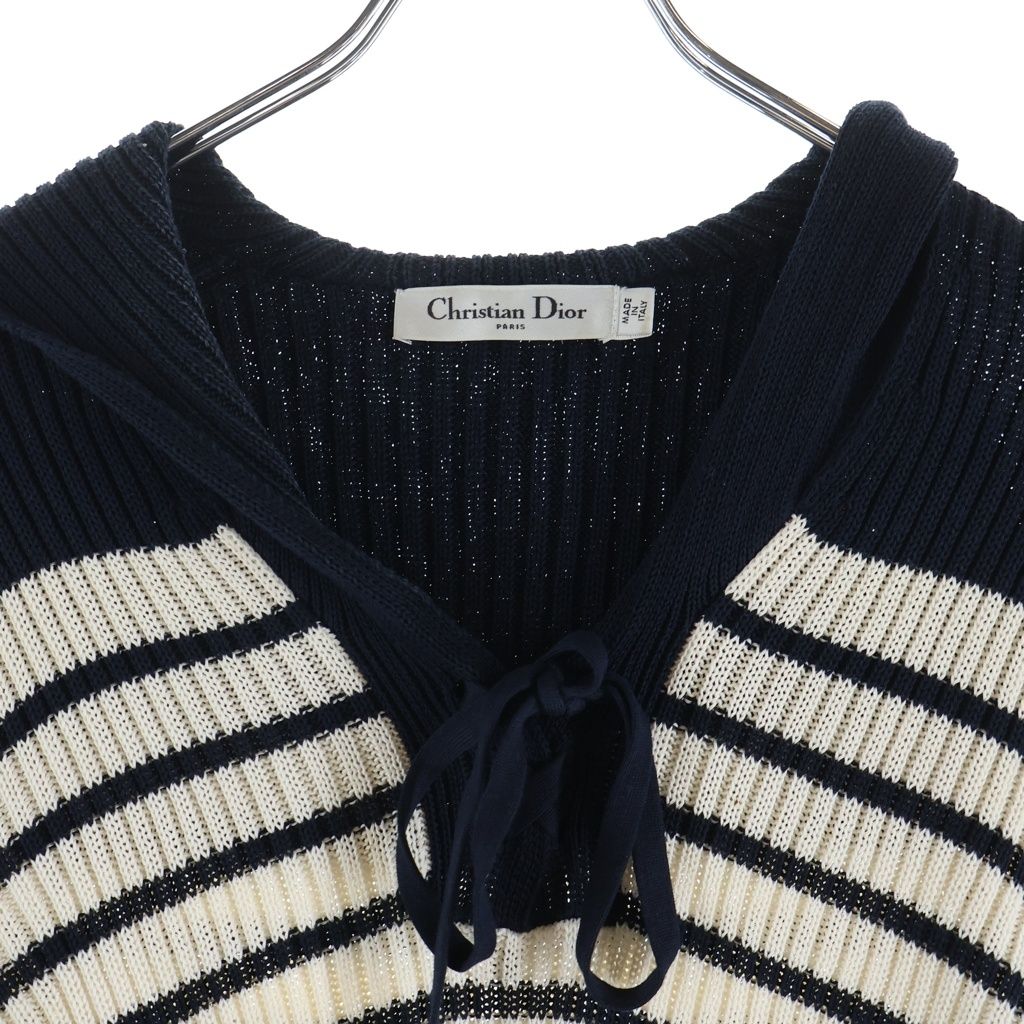 Dior Sera Color Border Knit Ivory Navy 40 Sweater — view 3