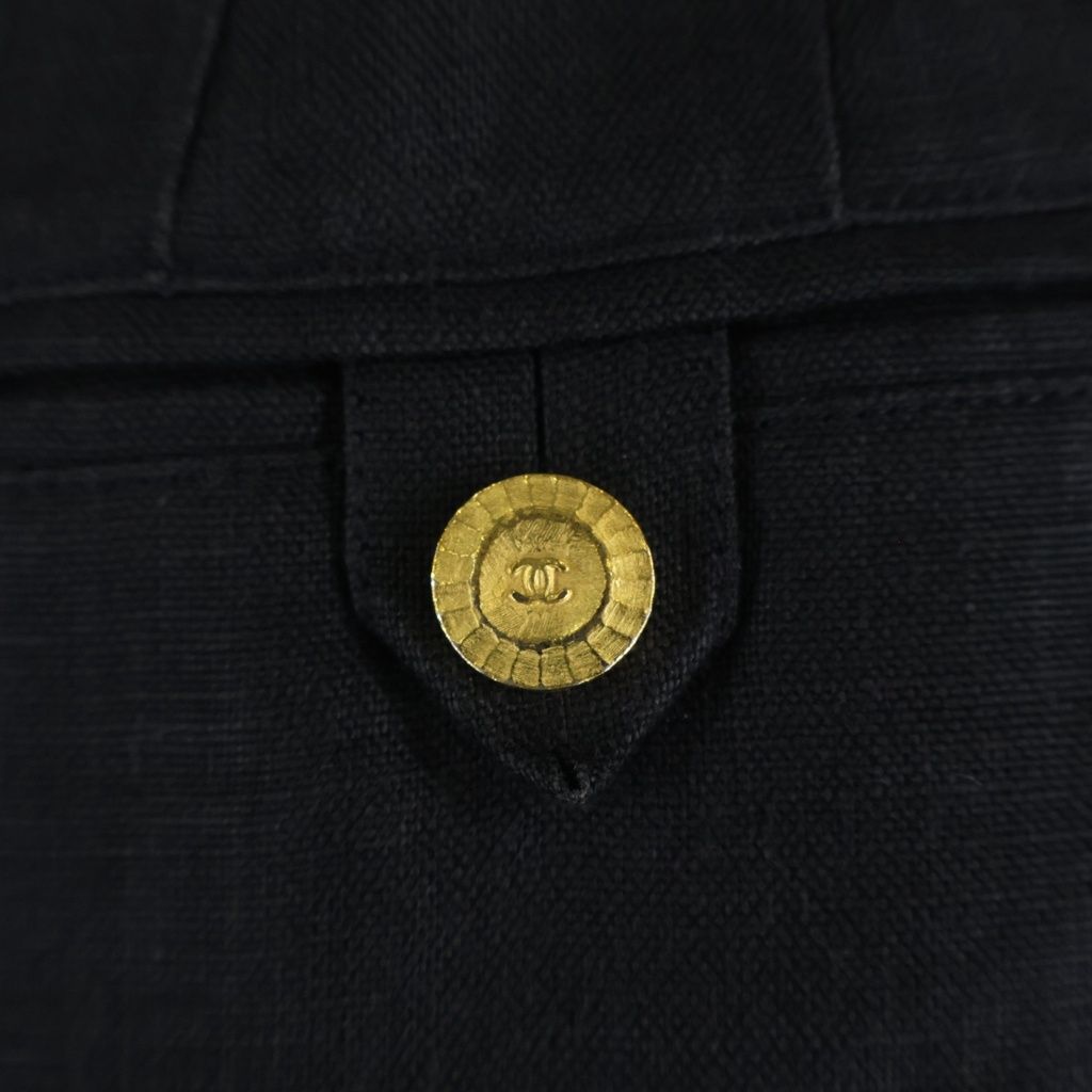Chanel Vintage Coco Button Knee Length Skirt Black 40 — view 5