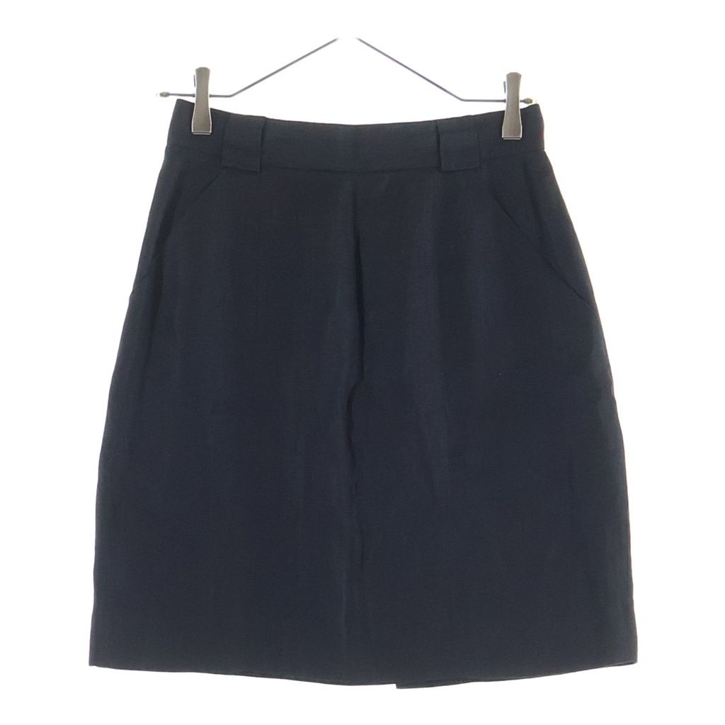 Chanel Vintage Coco Button Knee Length Skirt Black 40
