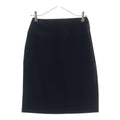 Chanel Vintage Coco Button Knee Length Velour Tight Skirt Black 40