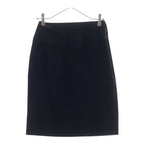 Chanel Vintage Coco Button Knee Length Velour Tight Skirt Black 40