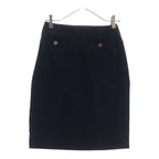 Chanel Vintage Coco Button Knee Length Velour Tight Skirt Black 40 — view 2