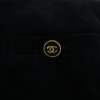 Chanel Vintage Coco Button Knee Length Velour Tight Skirt Black 40 — view 5