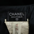 Chanel Vintage Coco Button Knee Length Velour Tight Skirt Black 40 — view 6