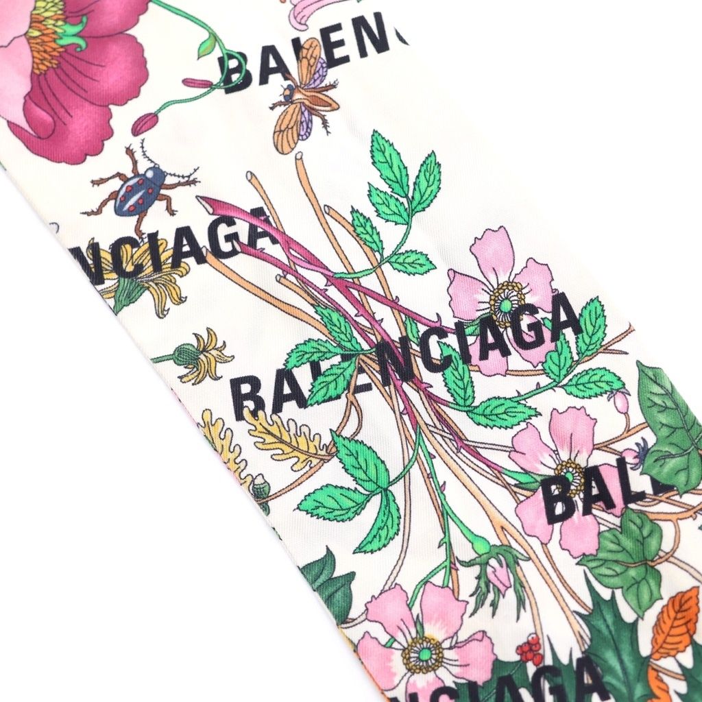 Gucci the Hacker Flora Print Silk Neck Bow the Project Floral Scarf White