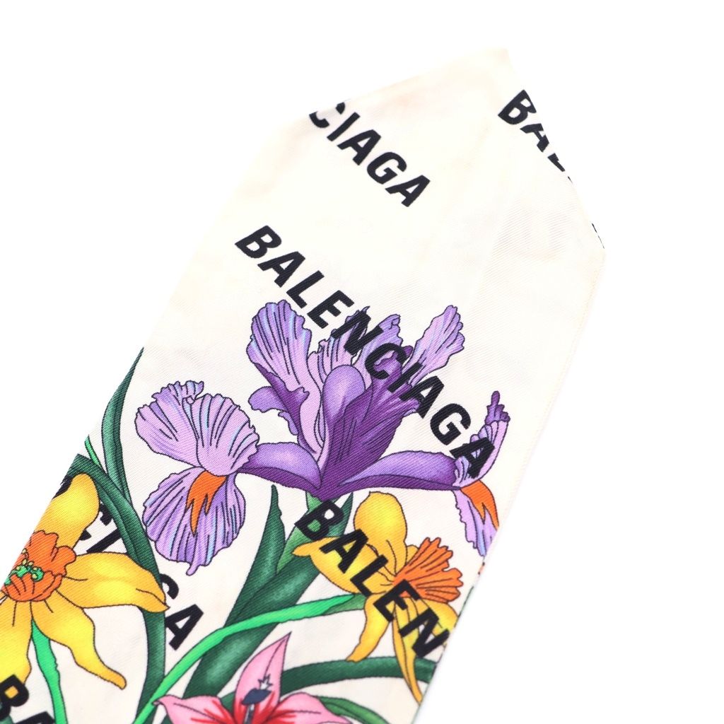 Gucci the Hacker Flora Print Silk Neck Bow the Project Floral Scarf White