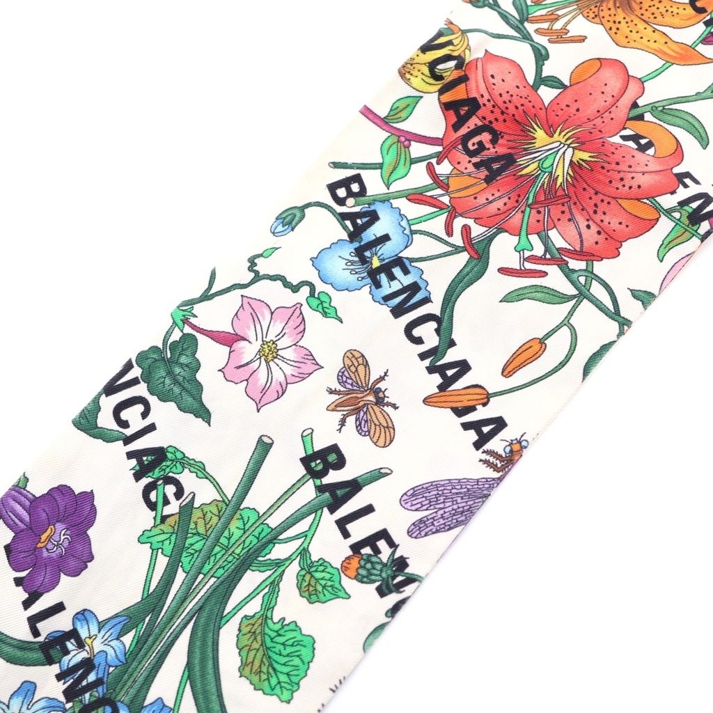 Gucci the Hacker Flora Print Silk Neck Bow the Project Floral Scarf White