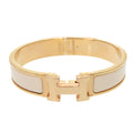 Hermes Clic PM F1 02 74 Metal Enamel White Bangle Bracelet