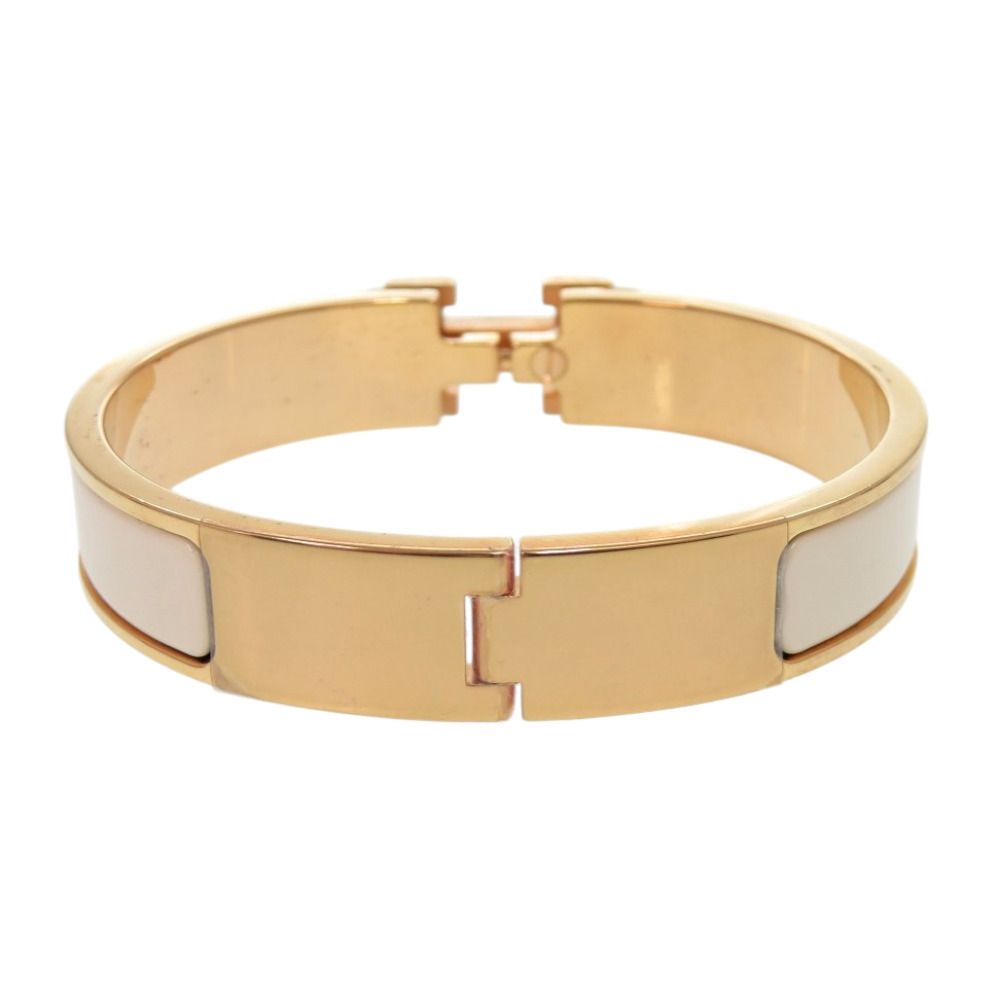 Hermes Clic PM F1 02 74 Metal Enamel White Bangle Bracelet
