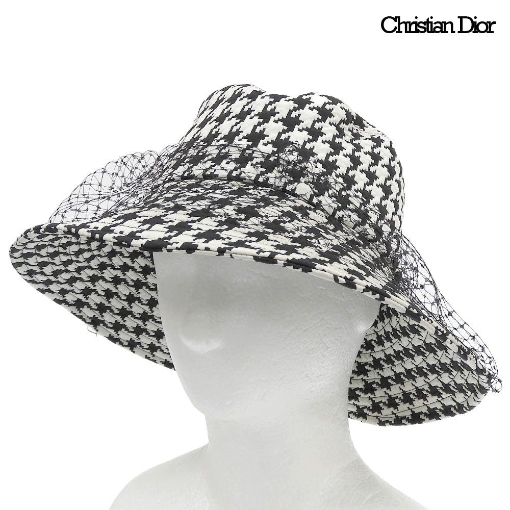 Dior Houndstooth Tulle Hat 59 Almost