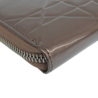 Dior Cannage Zip Around Wallet Patent Leather Logo Charm Metallic