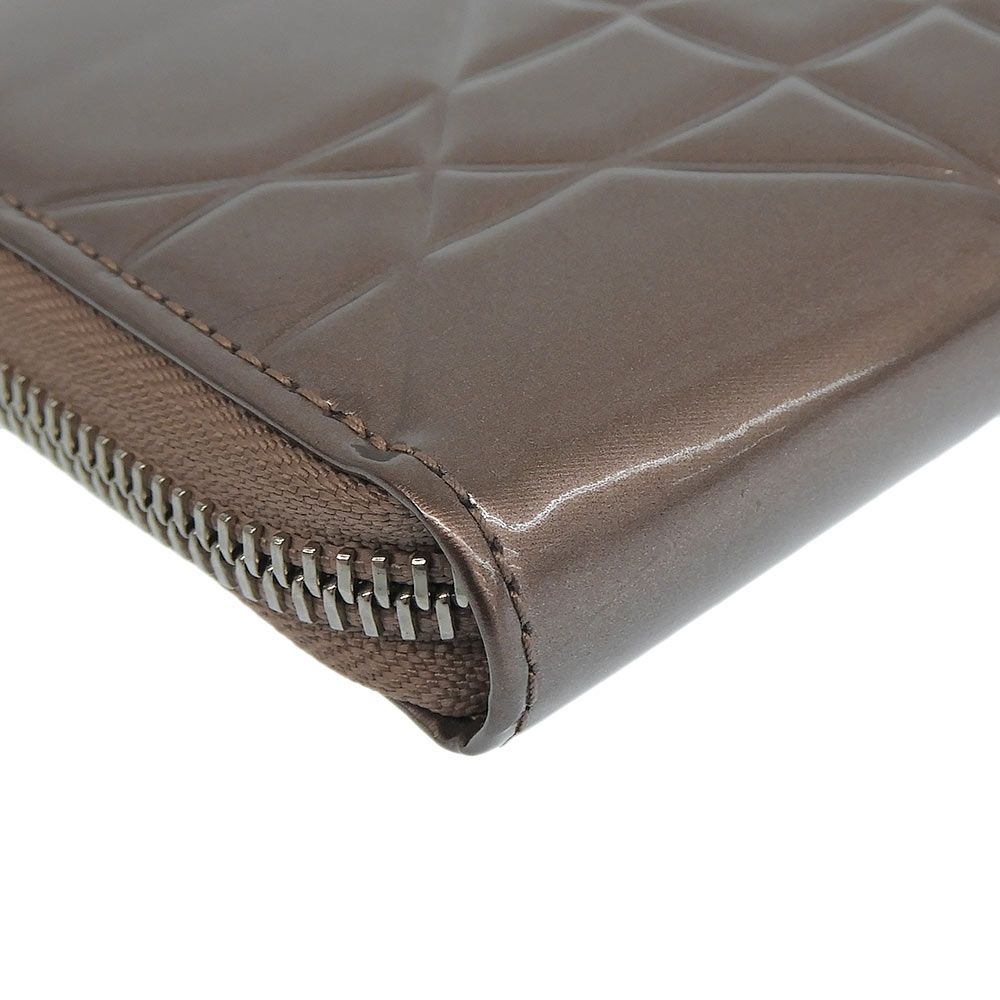 Dior Cannage Zip Around Wallet Patent Leather Logo Charm Metallic