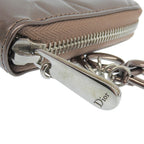 Dior Cannage Zip Around Wallet Patent Leather Logo Charm Metallic