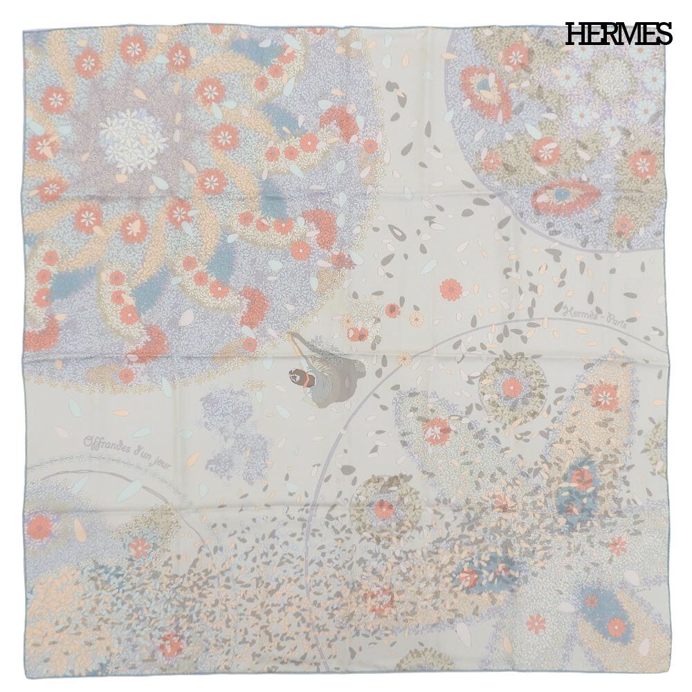 Hermes Carre 90 Silk Scarf Flower Offering Offrandes Dun Jour Multicolor