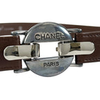 Chanel Belt Logo Circle Buckle Brown Front