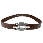 Chanel Belt Logo Circle Buckle Brown Front