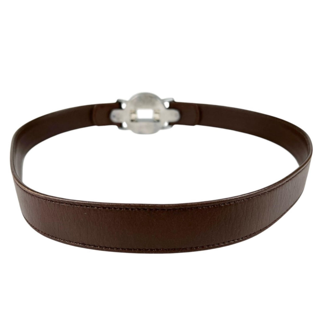 Chanel Belt Logo Circle Buckle Brown Front