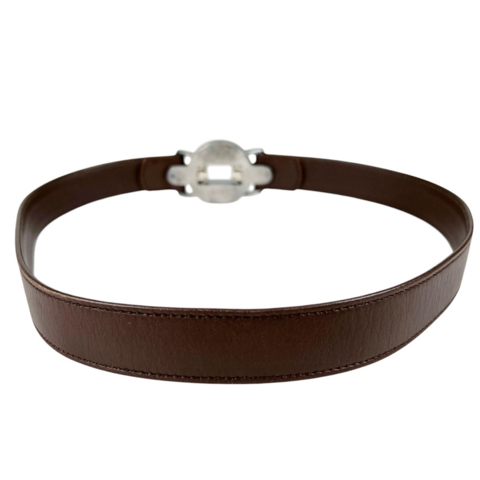 Chanel Belt Logo Circle Buckle Brown Front