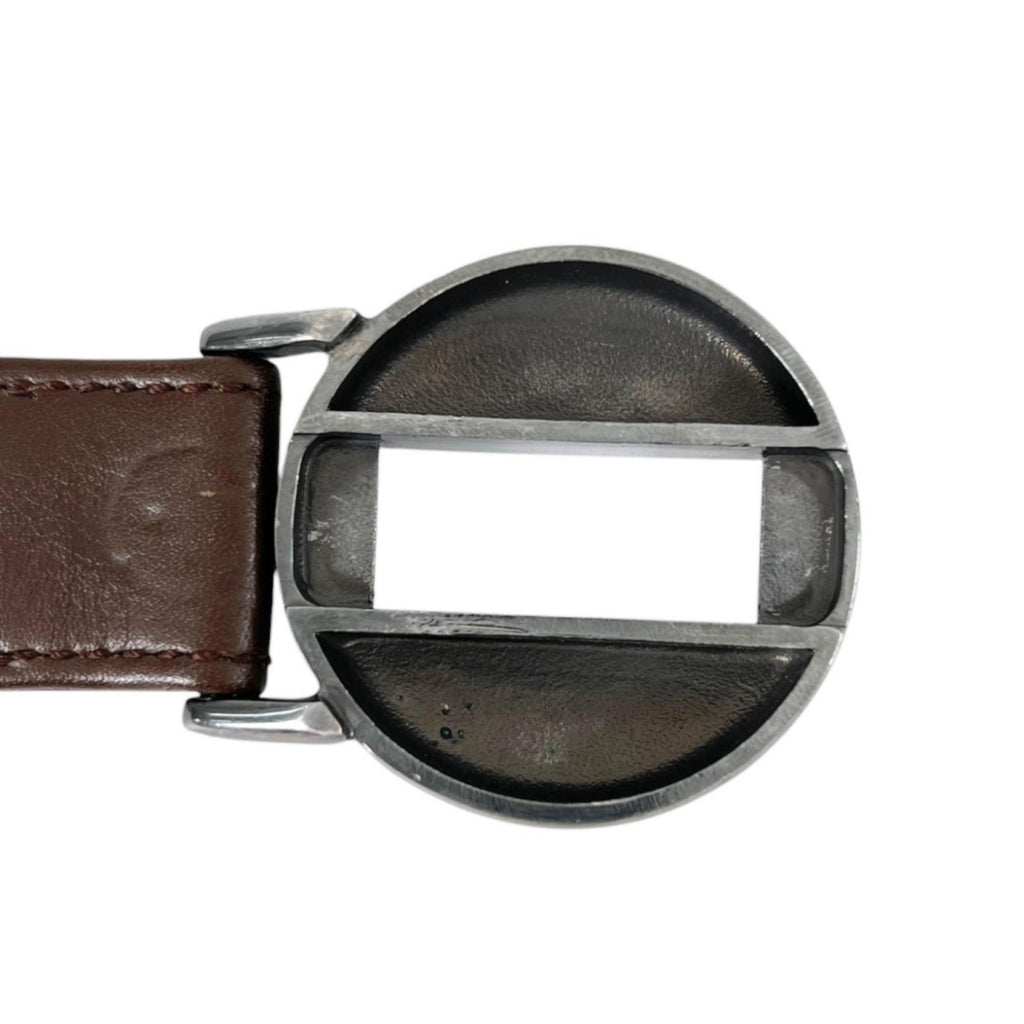 Chanel Belt Logo Circle Buckle Brown Front
