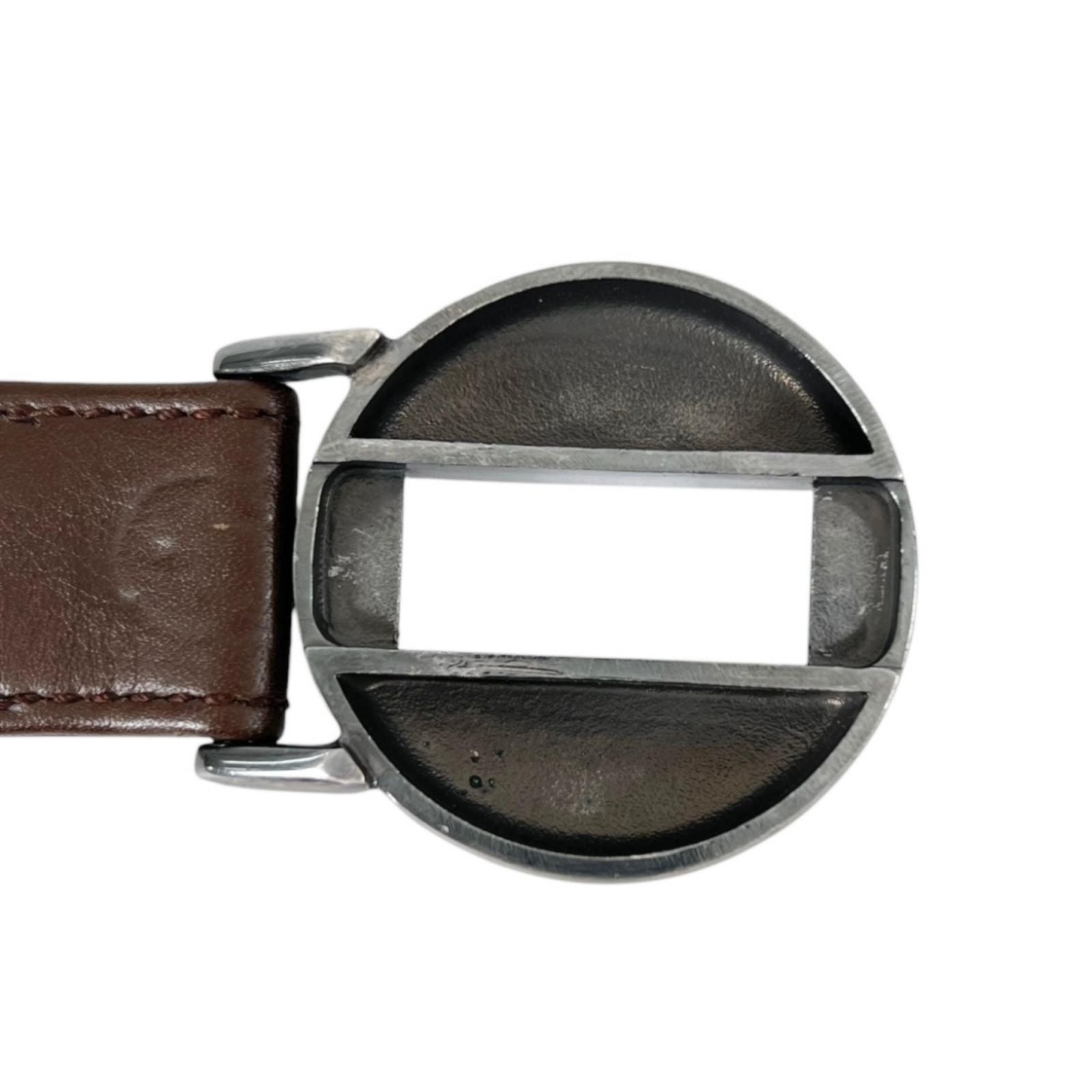 Chanel Belt Logo Circle Buckle Brown Front