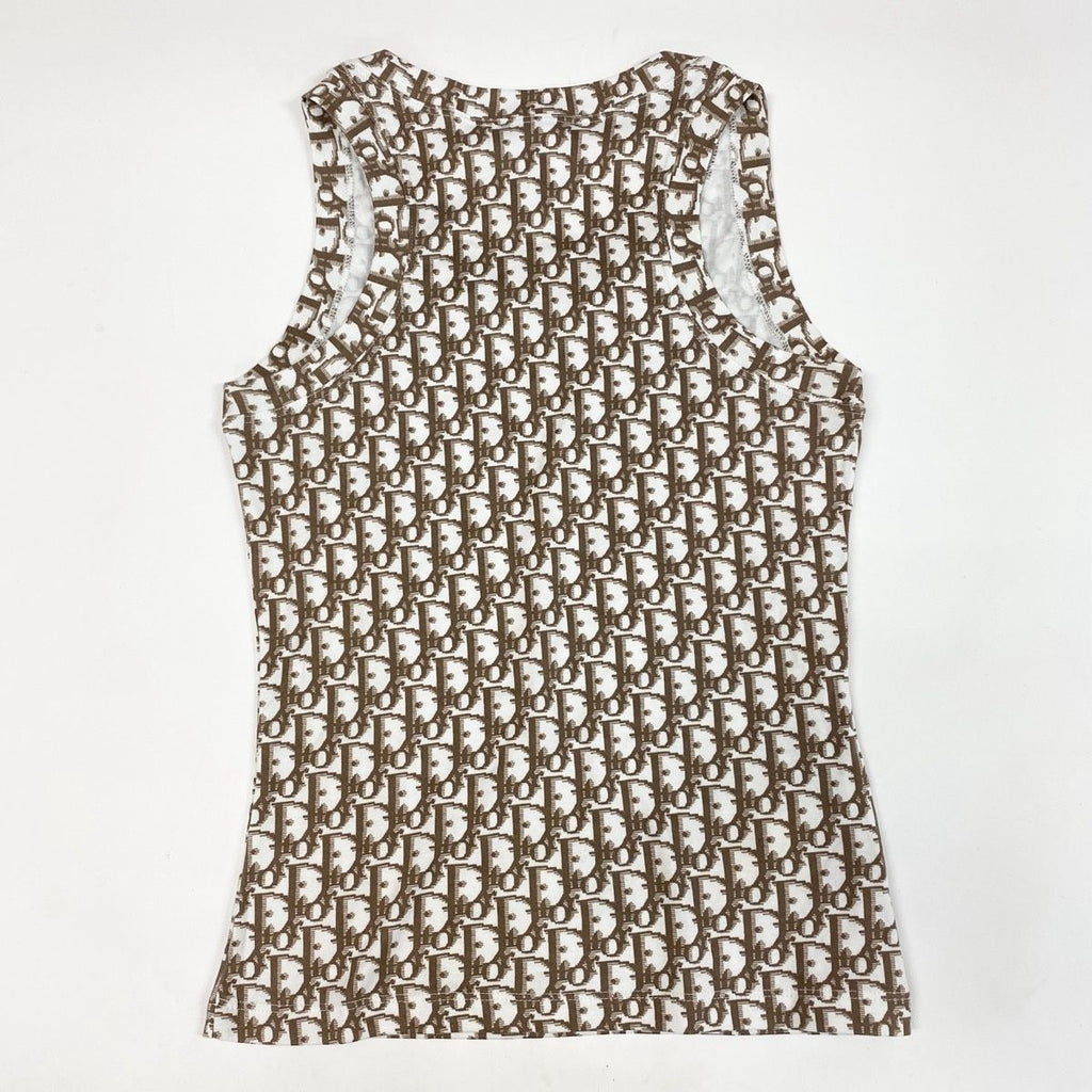 Dior Sleeveless Top Tank Top Trotter Flower Embroidery 40 Sizes White Brown — view 2