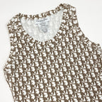 Dior Sleeveless Top Tank Top Trotter Flower Embroidery 40 Sizes White Brown — view 3