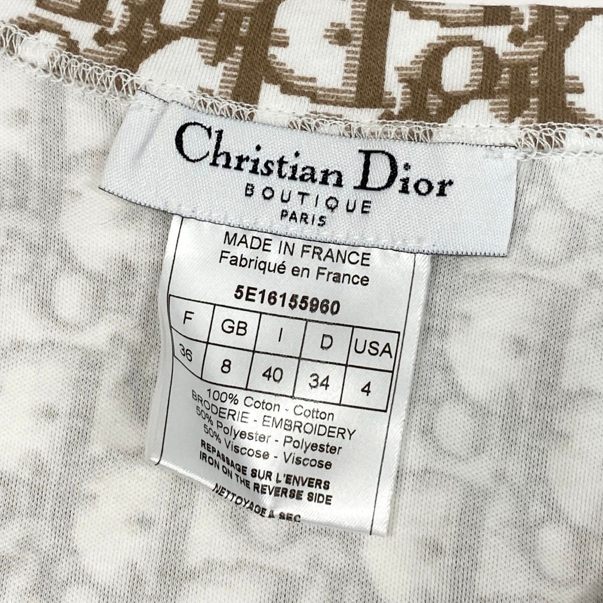 Dior Sleeveless Top Tank Top Trotter Flower Embroidery 40 Sizes White Brown — view 6
