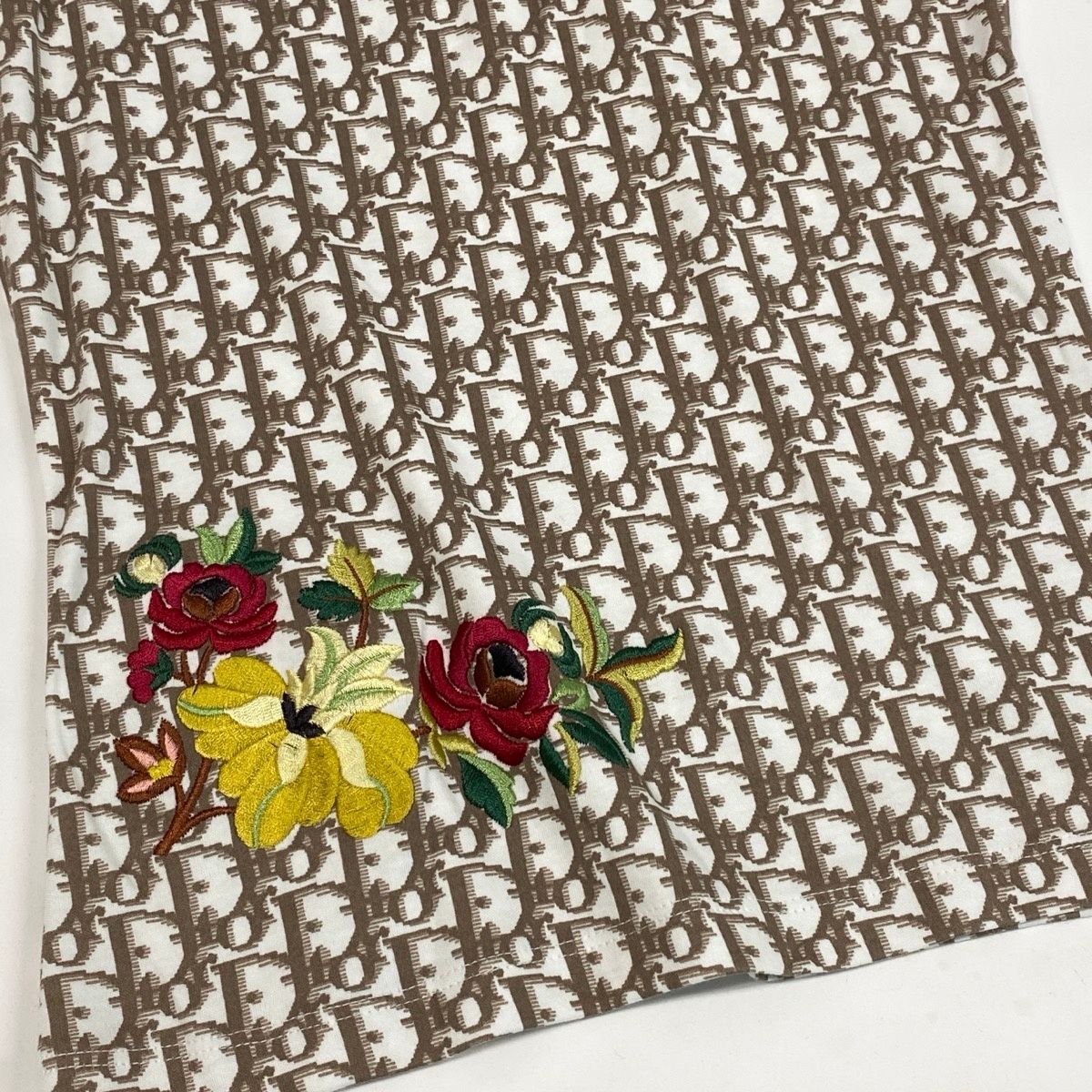 Dior Sleeveless Top Tank Top Trotter Flower Embroidery 40 Sizes White Brown — view 4