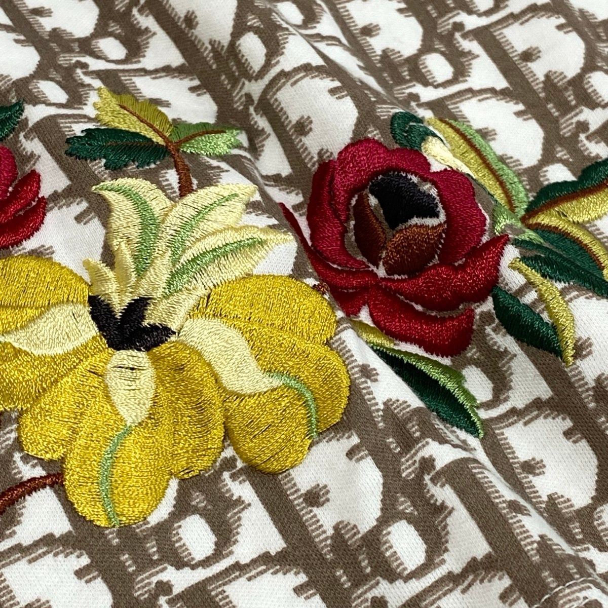 Dior Sleeveless Top Tank Top Trotter Flower Embroidery 40 Sizes White Brown — view 5