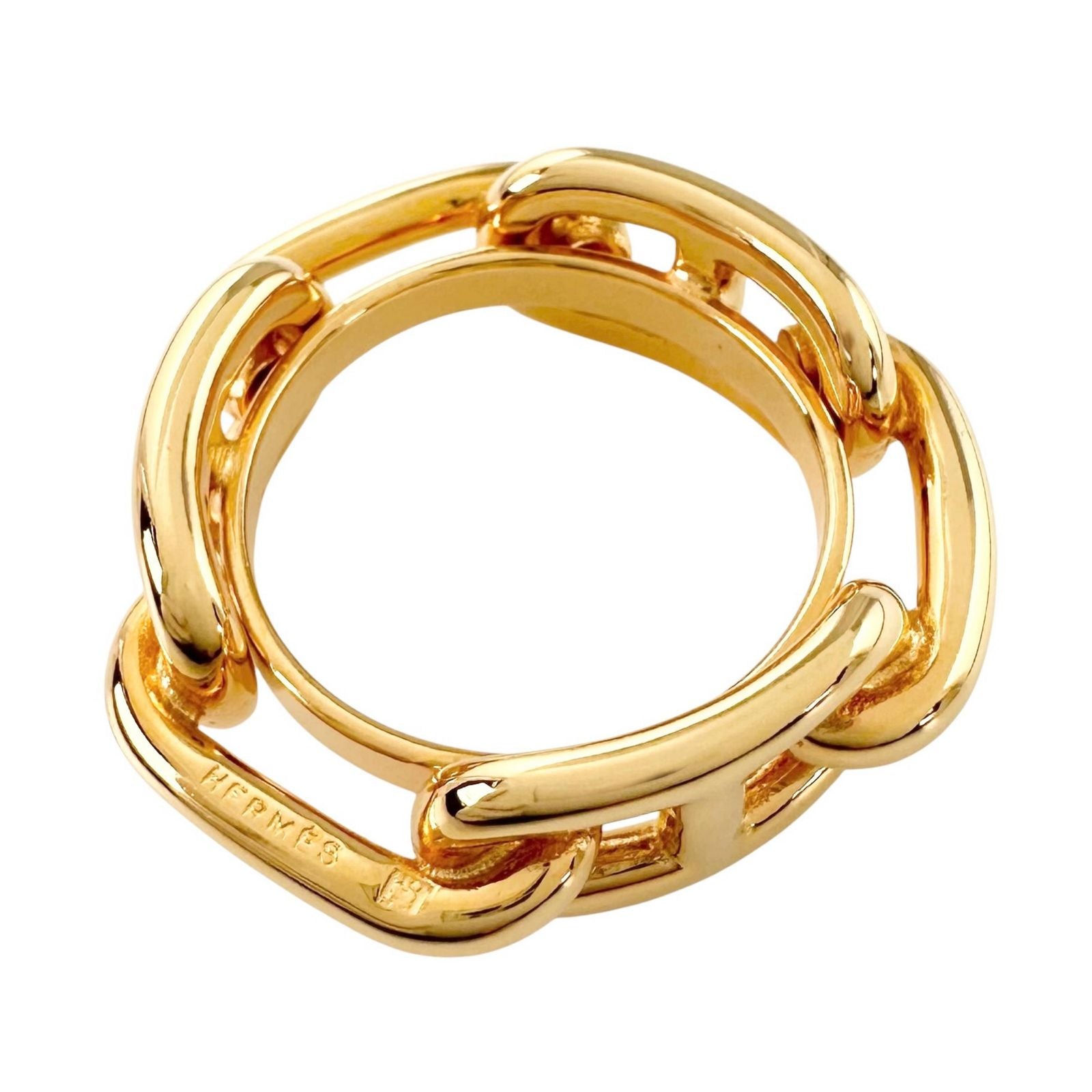 Hermes Scarf Ring Chaine D'ancre Gold Plated Legato