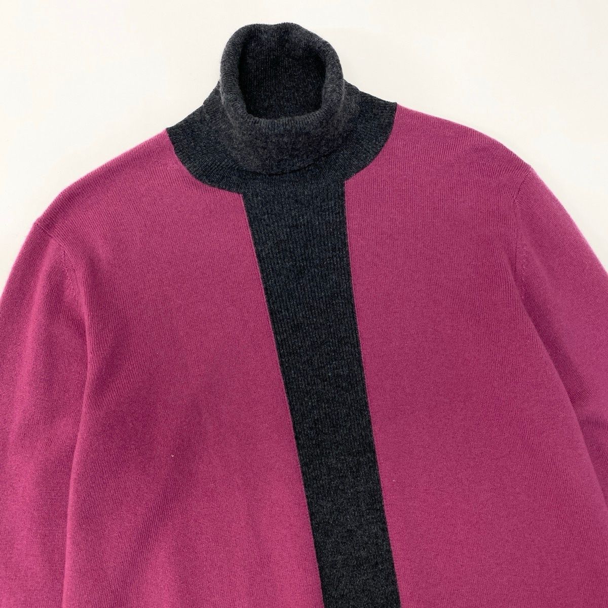 Hermes Turtleneck Knit Sweater Bicolor S Purple Gray Cashmere — view 4