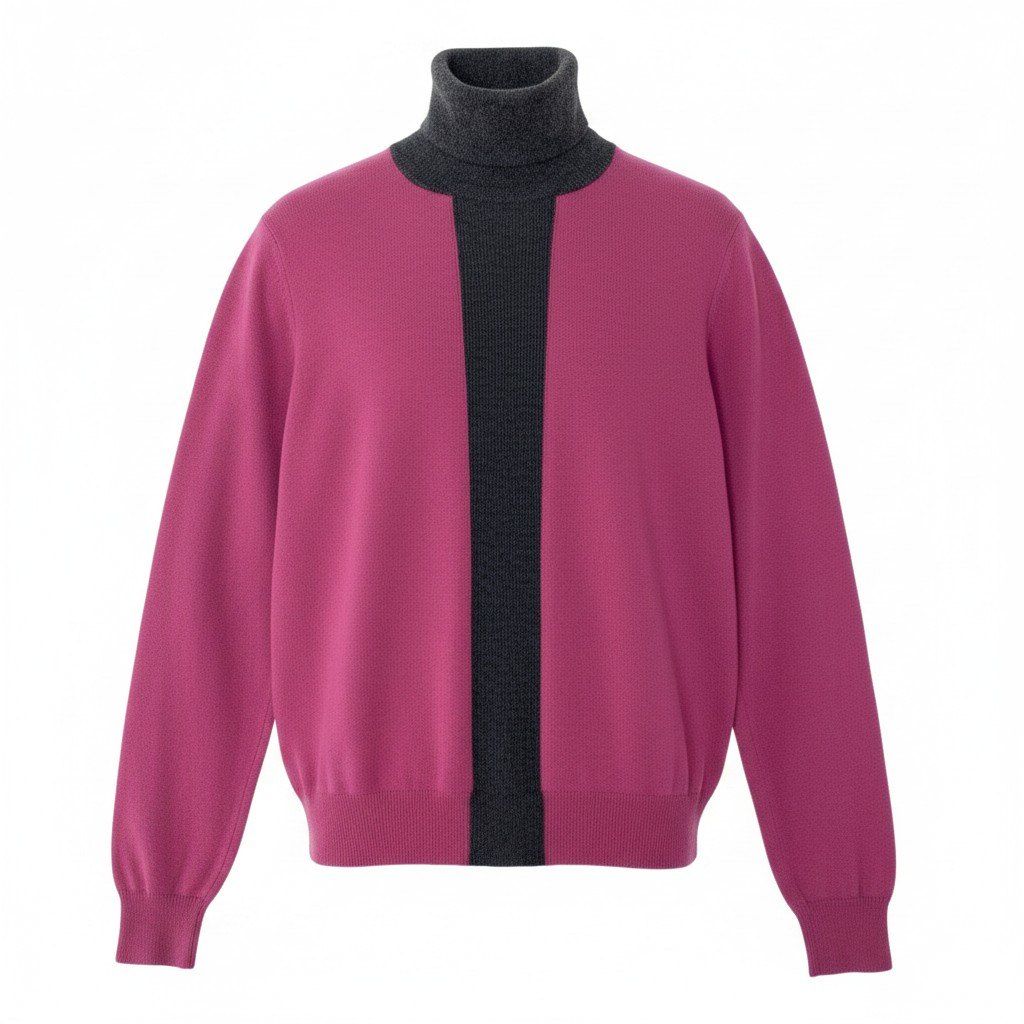 Hermes Turtleneck Knit Sweater Bicolor S Purple Gray Cashmere