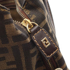 Fendi Handbag Zucca Black Brown Canvas Leather