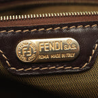 Fendi Handbag Zucca Black Brown Canvas Leather