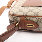 Gucci Shoulder Bag GG Emblem Beige Brown Canvas Leather