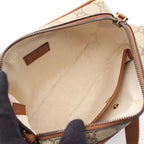 Gucci Shoulder Bag GG Emblem Beige Brown Canvas Leather