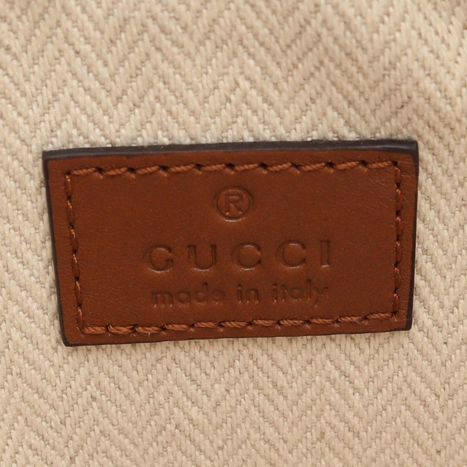 Gucci Shoulder Bag GG Emblem Beige Brown Canvas Leather