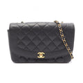 Chanel Shoulder Bag Quilted Diana Flap Black Caviar Leather Chain