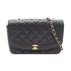 Chanel Shoulder Bag Quilted Diana Flap Black Caviar Leather Chain