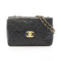 Chanel Shoulder Bag Maxi Quilted 34 Black Lambskin Chain