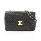 Chanel Shoulder Bag Maxi Quilted 34 Black Lambskin Chain