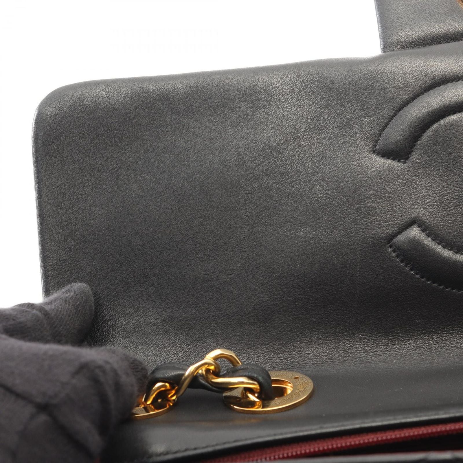 Chanel Shoulder Bag Maxi Quilted 34 Black Lambskin Chain