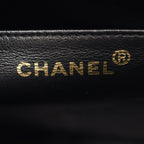Chanel Shoulder Bag Bias Stitch CC Logo Black Caviar Leather Chain